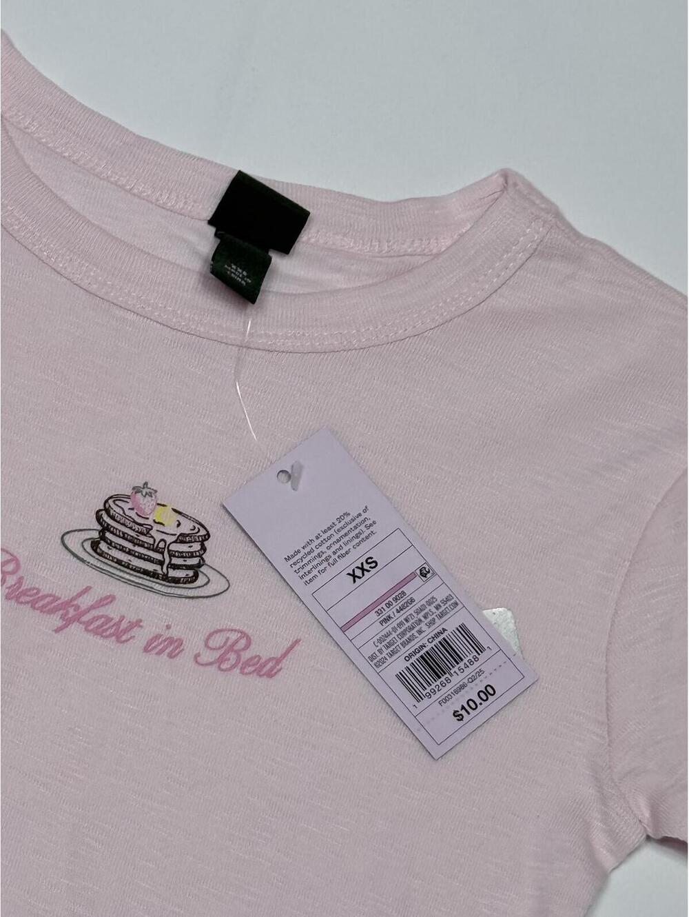 Pink 'Breakfast in Bed' Graphic T-Shirt XXS